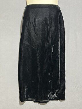 Vintage Black Velvet Midi Skirt Plus Size 20W Whimsigoth,Indie Sleaze,Elegant